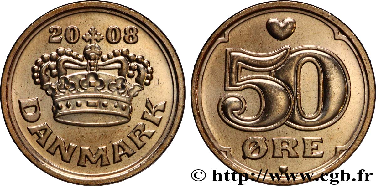DENMARK 50 Ore couronne 2008 Copenhague MS 