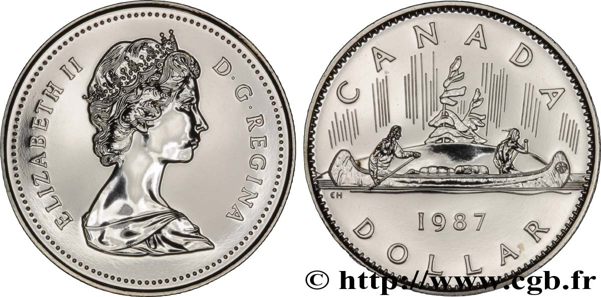 CANADA 1 Dollar Elisabeth II / indiens et canoe 1987  MS 
