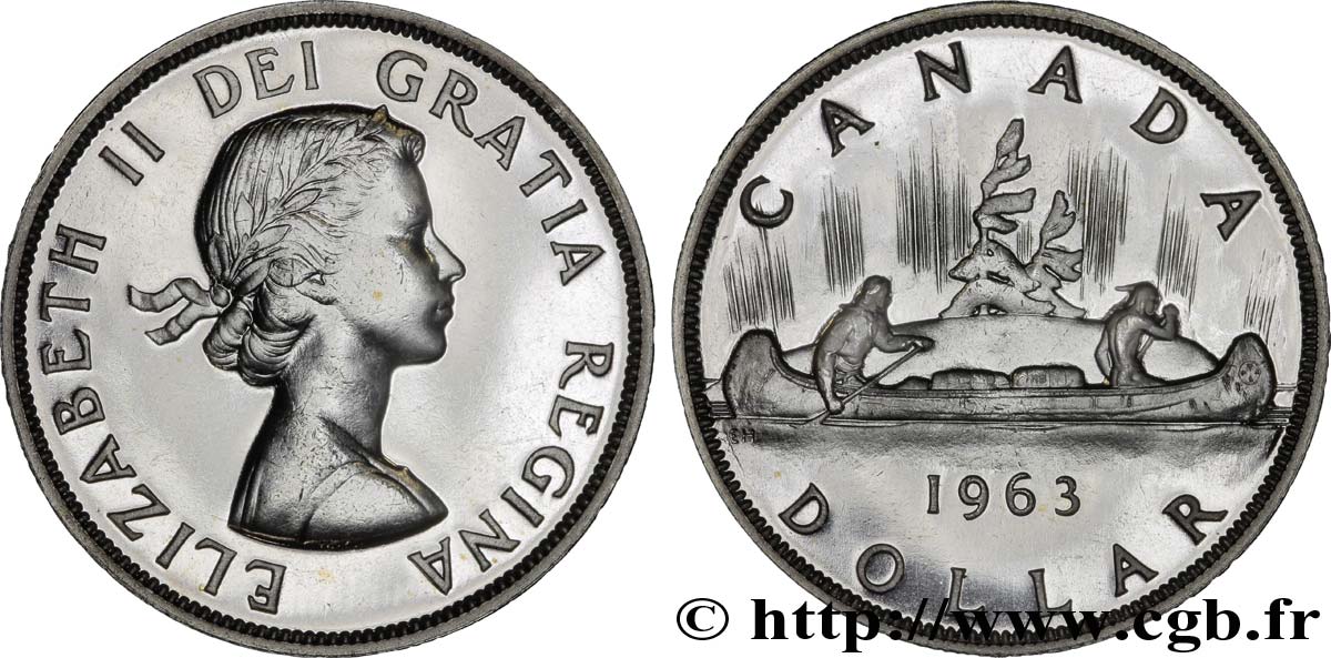 CANADA 1 Dollar Elisabeth II / canoe avec indien 1963  MS 