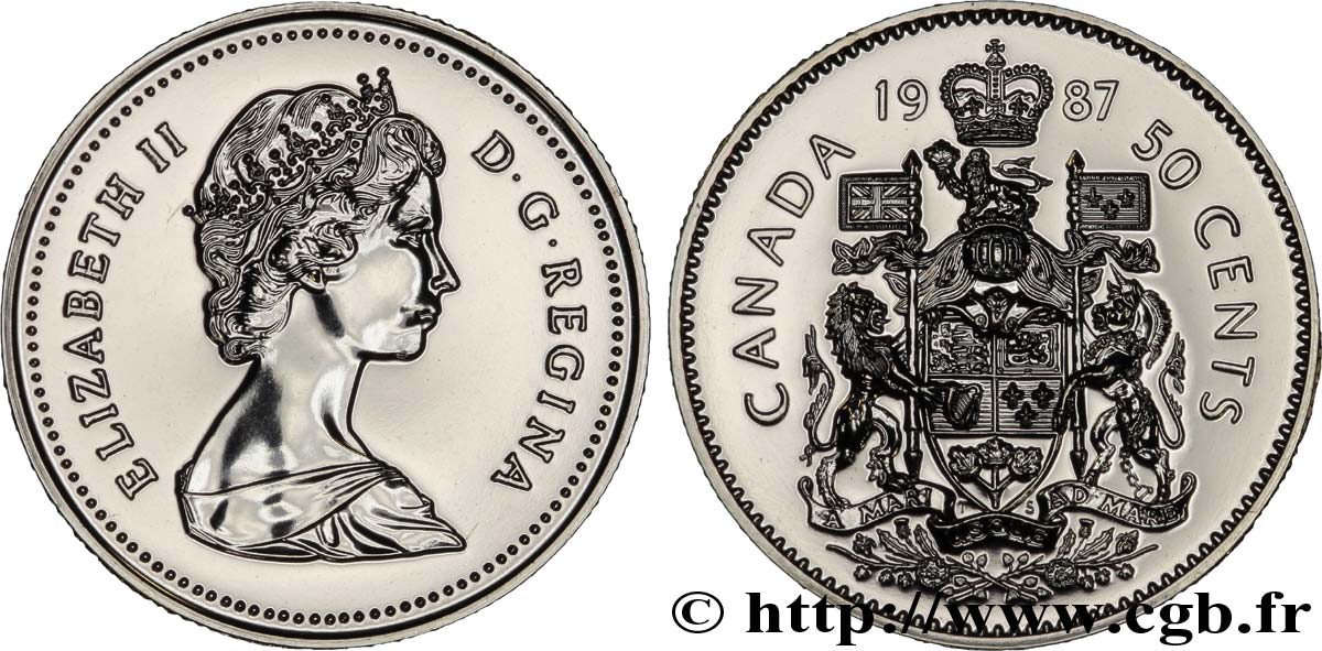 CANADA 50 Cents Elisabeth II / armes du Canada 1987  MS 