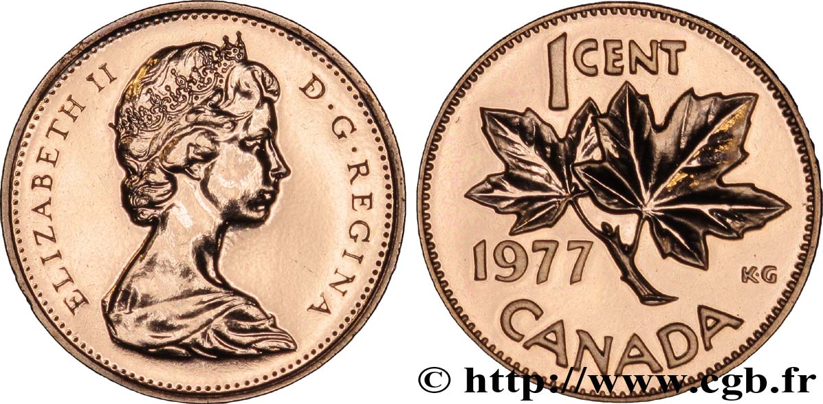 CANADA 1 Cent  Elisabeth II / feuilles d’érable 1977  MS 
