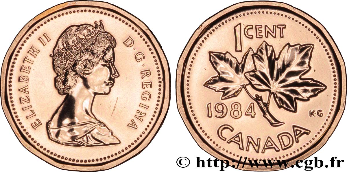KANADA 1 Cent  Elisabeth II / feuilles d’érable 1984  ST 