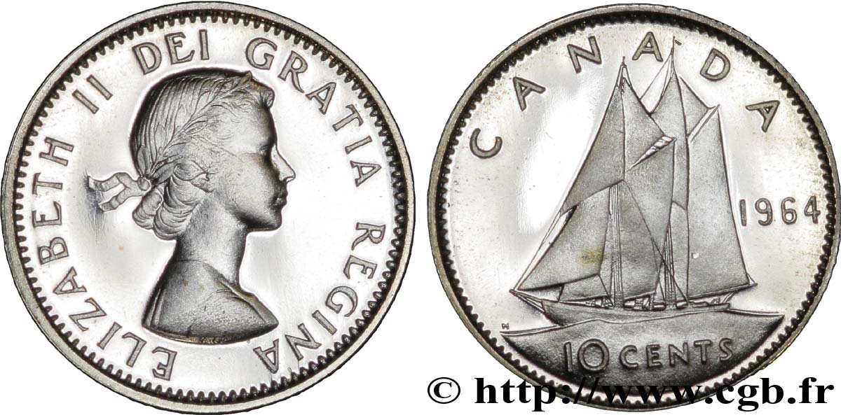 CANADA 10 Cents Elisabeth II / la goelette Bluenose 1964  MS 