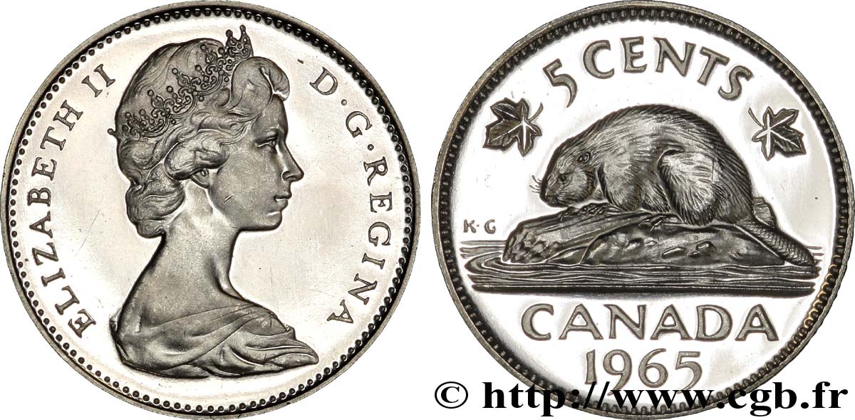 CANADá
 5 Cents  Elisabeth II / castor 1965  FDC 