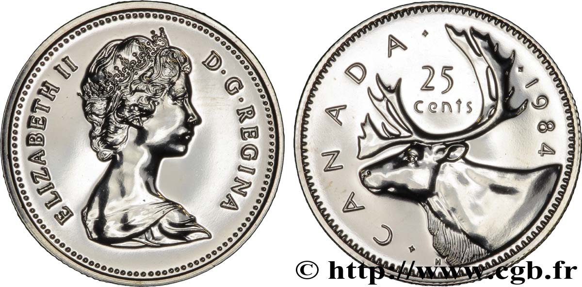 CANADA 25 Cents Elisabeth II / caribou 1984  MS 