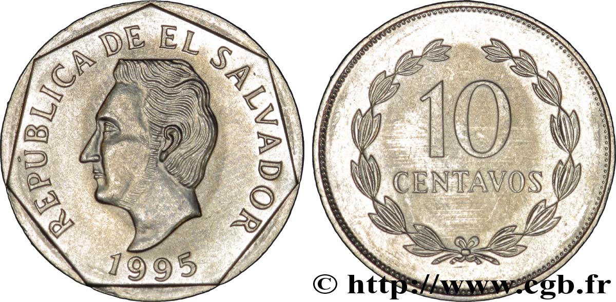 SALVADOR 10 Centavos Francisco Morazan 1995 Schwerte SPL 