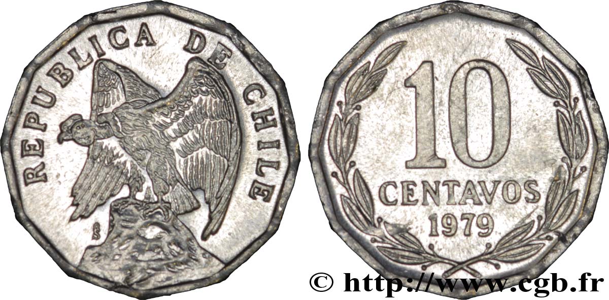 CHILE
 10 Centavos Condor 1979 Santiago - S° EBC 