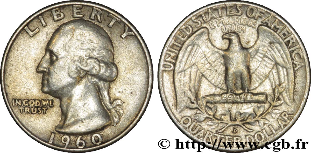 UNITED STATES OF AMERICA 1/4 Dollar Georges Washington 1960 Denver XF 