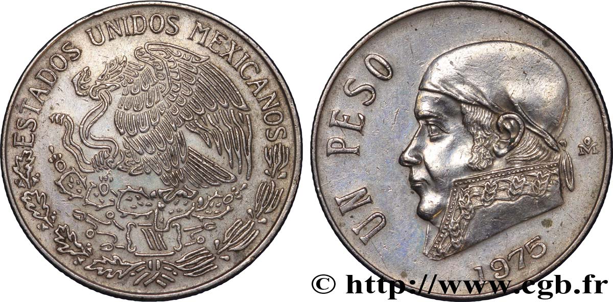 MÉXICO 1 Peso Jose Morelos y Pavon / aigle 1975 Mexico EBC 
