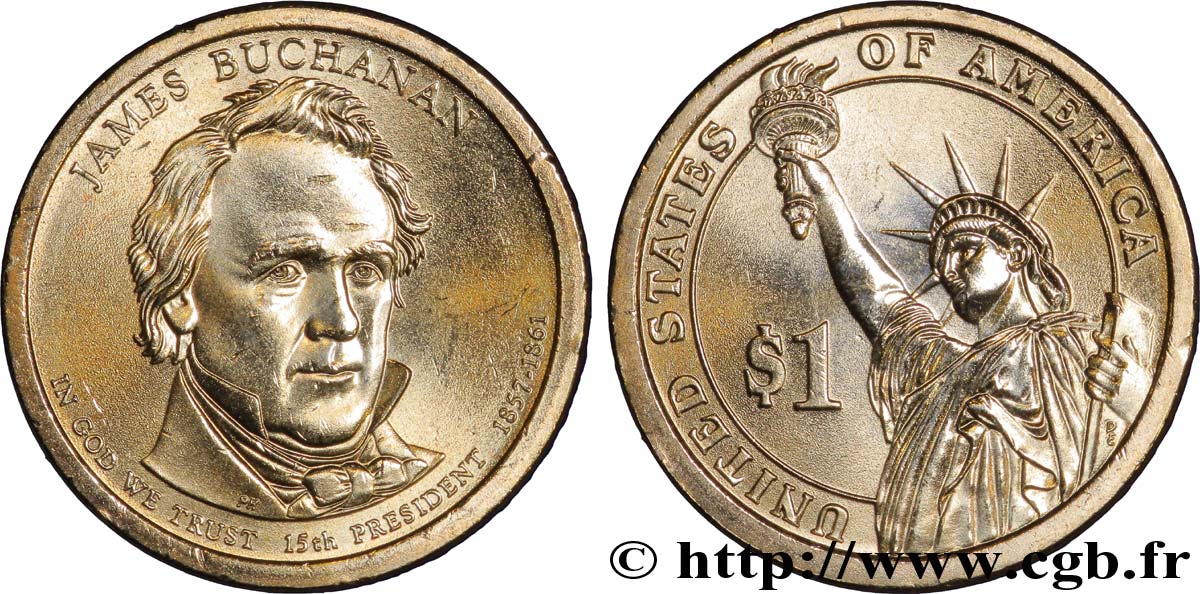 UNITED STATES OF AMERICA 1 Dollar Présidentiel James Buchanan / statue de la liberté type tranche B 2010 Philadelphie - P MS 