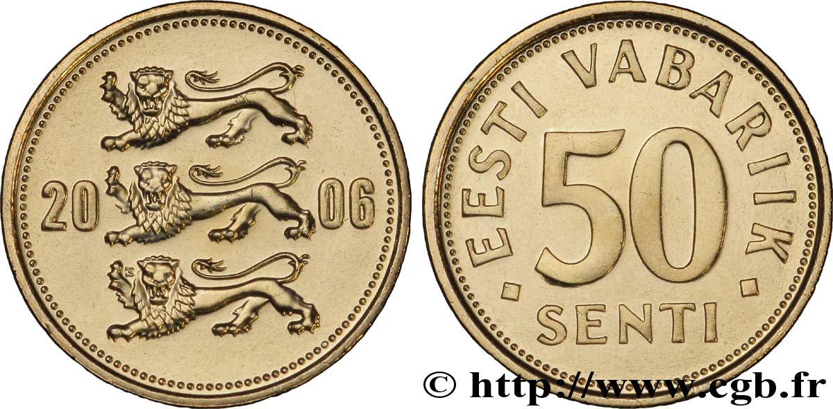 ESTONIA 50 Senti emblème aux 3 lions 2006  SC 