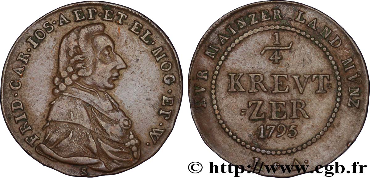 GERMANIA - MAGONZA 1/4 Kreuzer Friedrich Karl Joseph von Erthal 1795  q.SPL 