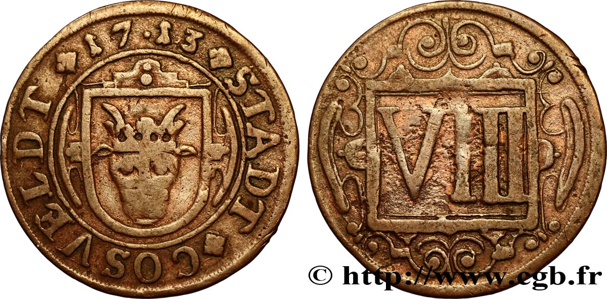 GERMANY - COESFELD VIII Pfennig emblème 1713  XF 
