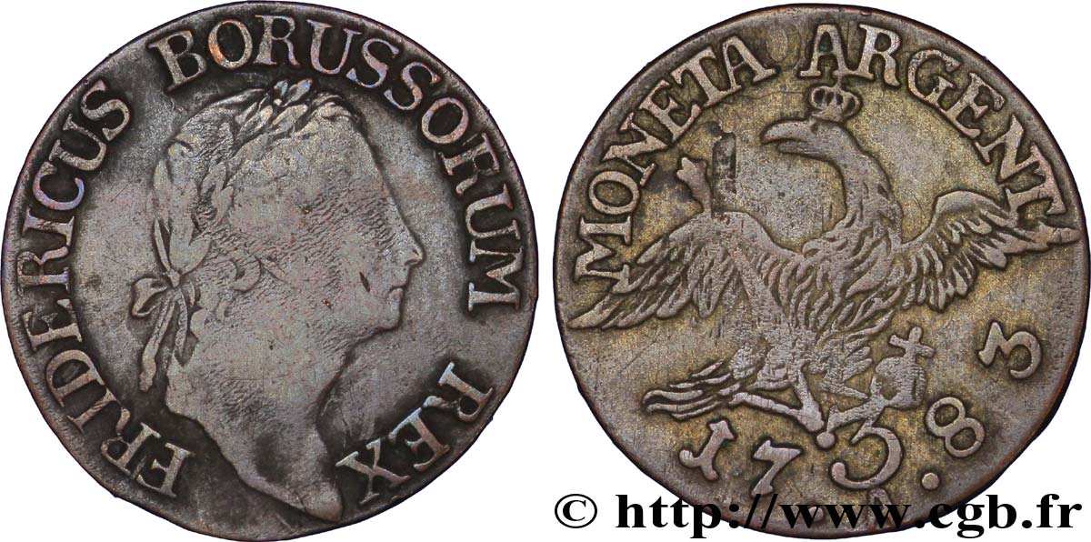 ALEMANIA - PRUSIA 3 Gute Pfennig Frédéric II / aigle couronné 1783 Berlin BC+ 