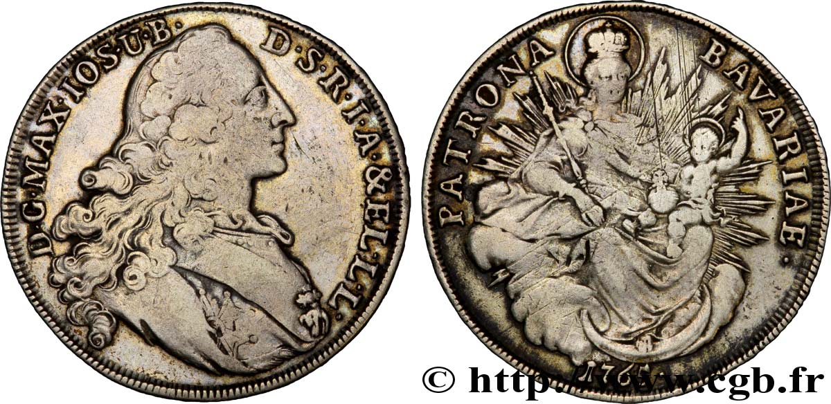 ALEMANIA - BAVIERA 1 Thaler Maximilien III / Madone à l’enfant 1765 Munich BC 