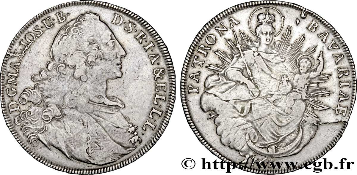 GERMANIA - BAVIERIA 1 Thaler Maximilien III / Madone à l’enfant 1765 Munich q.BB 
