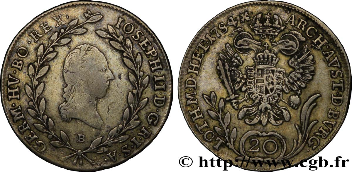 AUSTRIA 20 Kreuzer Joseph II / aigle bicéphale 1784 Kremnitz - B VF 