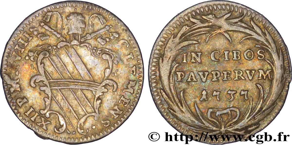 VATICAN AND PAPAL STATES 1 Grosso frappe au nom de Clément XII an VIII 1737 Rome AU 