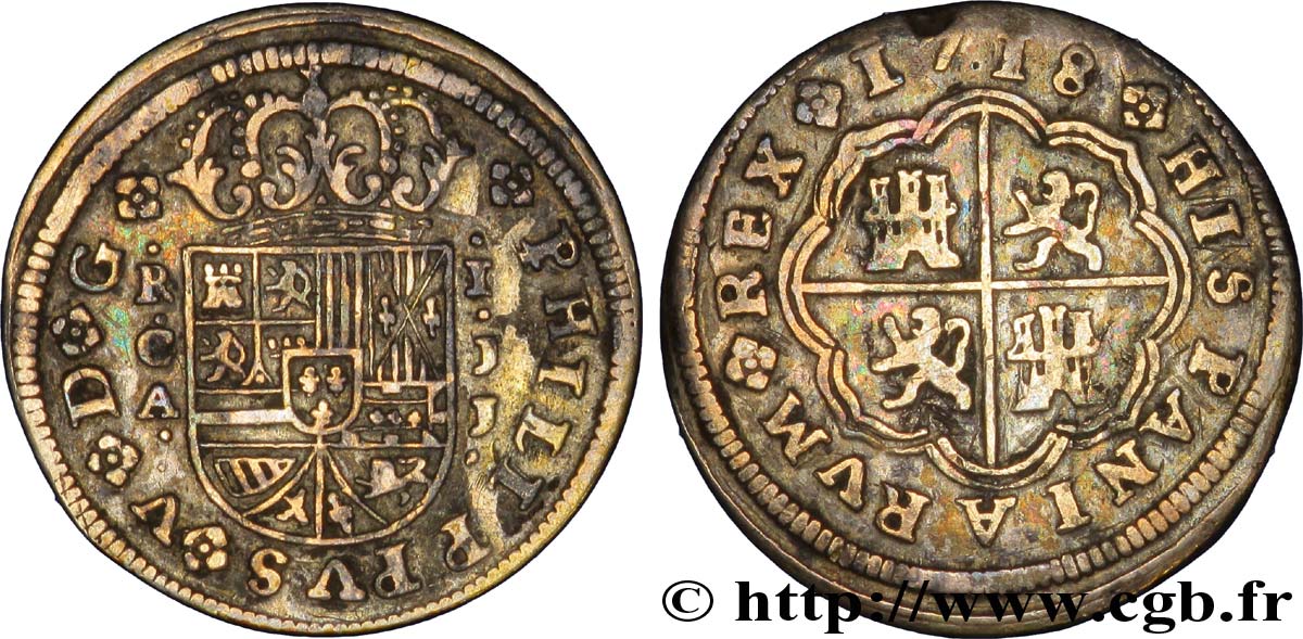 SPAGNA 1 Real au nom de Philippe V 1718 Cuenca q.SPL 