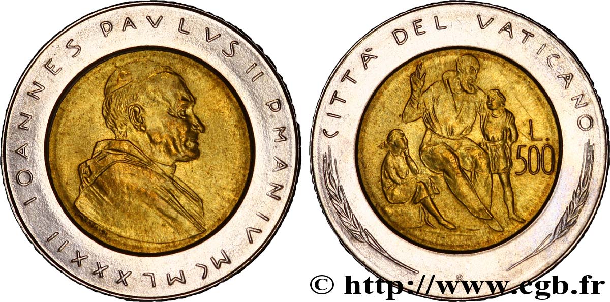 VATICAN AND PAPAL STATES 500 Lire Jean Paul II an IV / éducation 1982 Rome MS 