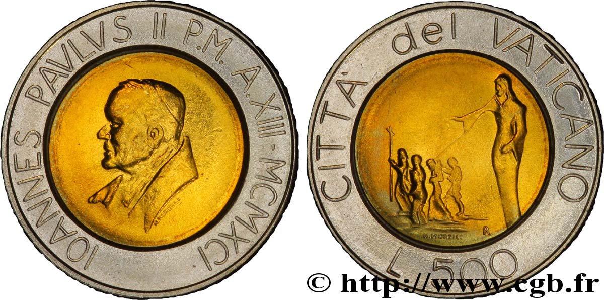 VATICAN AND PAPAL STATES 500 Lire Jean Paul II an XIII 1991 Rome MS 