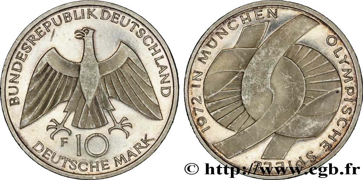 GERMANIA 10 Mark BE (proof) XXe J.O. Munich : l’idéal olympique / aigle 1972 Stuttgart - F SPL 