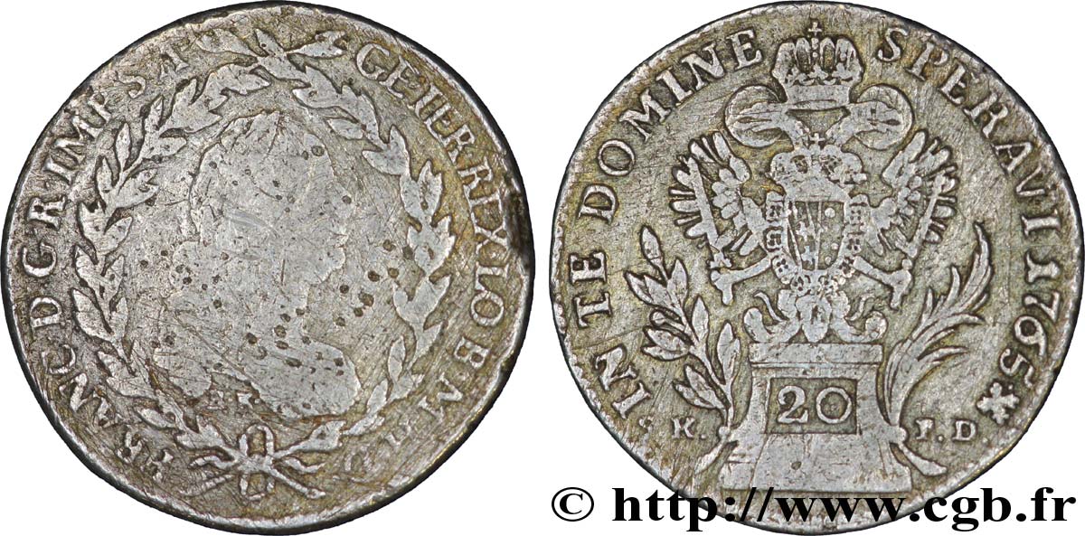 AUTRICHE 20 Kreuzer François / aigle bicéphale K-SK-PD 1765 Kremnitz - B B+ 