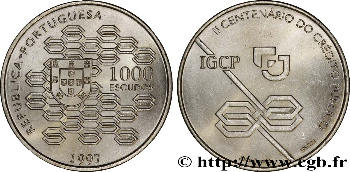 PORTOGALLO 1000 Escudos 2e Centenaire du Credito Publico 1997  MS 