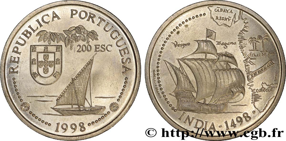 PORTUGAL 200 Escudos découverte de l’Inde 1998  MS 