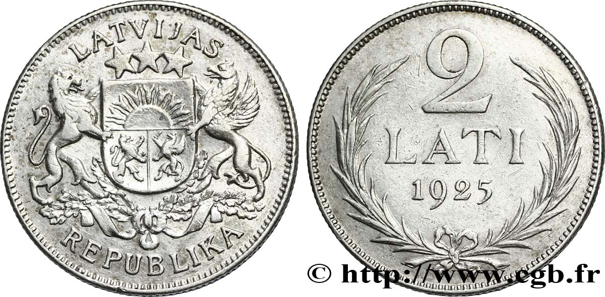 LATVIA 2 Lati emblème 1925  AU 
