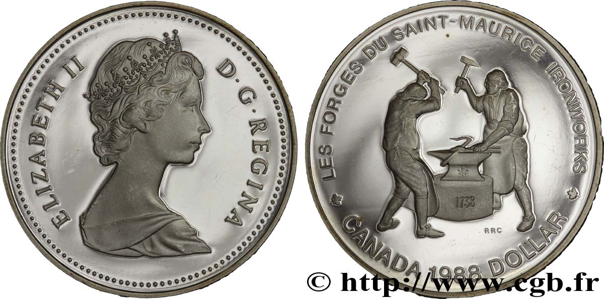 CANADá
 1 Dollar proof Elisabeth II / Forges du Saint-Maurice 1988  SC 