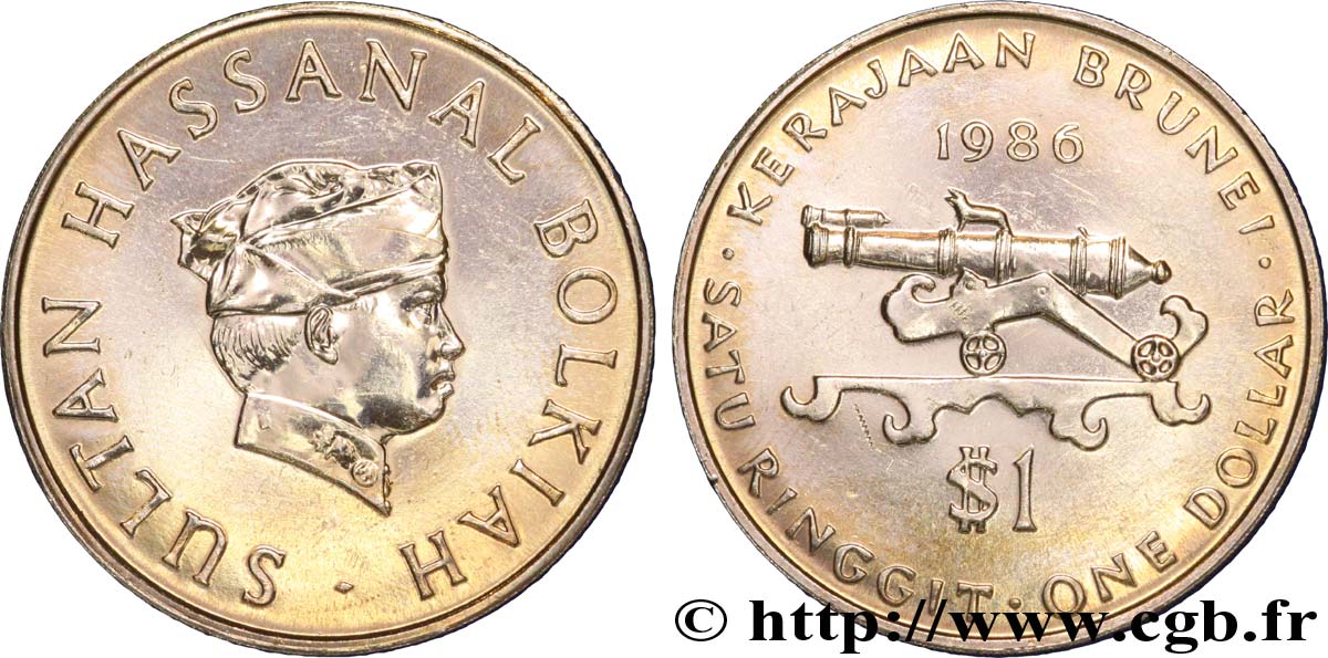 BRUNEI 1 Dollar Sultan Hassanal Bolkiah 1986  EBC 