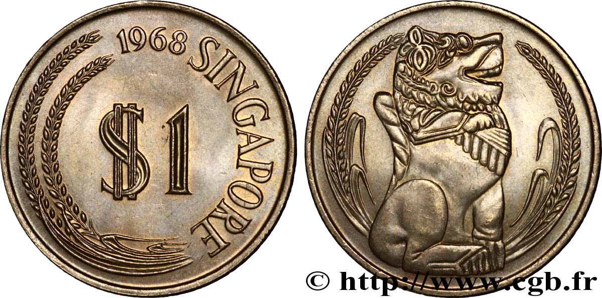 SINGAPORE 1 Dollar lion 1968  MS 