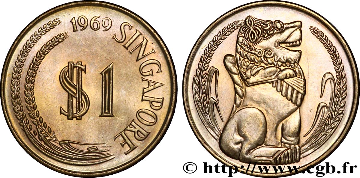 SINGAPORE 1 Dollar lion 1969  MS 