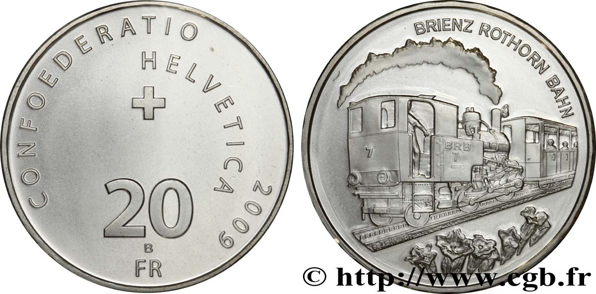 SWITZERLAND 20 Francs chemin de fer Brienz-Rothorn  2009 Berne - B MS 