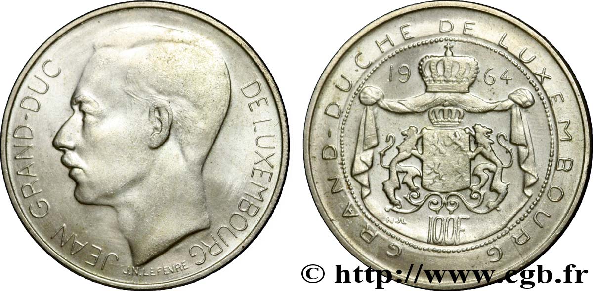 LUXEMBURG Essai de 100 Francs Grand-Duc Jean / emblème du Luxembourg 1964  fST 