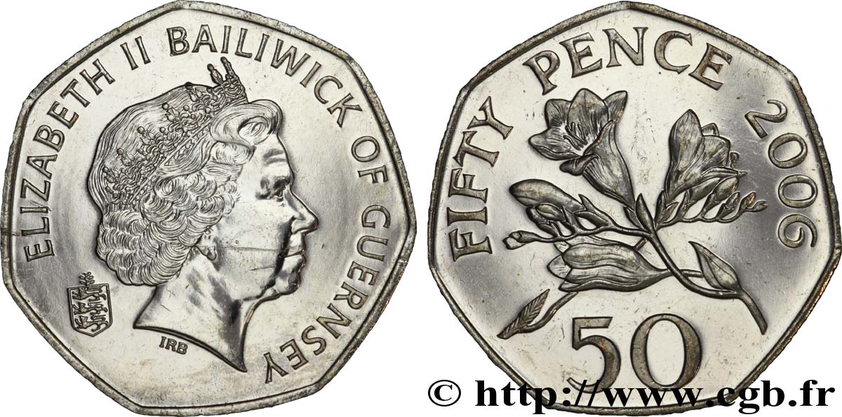 GUERNSEY 50 Pence Elisabeth II / fleurs de Fresia 2006  EBC 