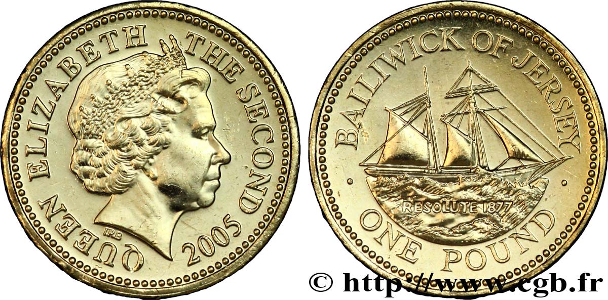 JERSEY 1 Pound (1 Livre) Élisabeth II / Schooner tranche A 2005  MS 