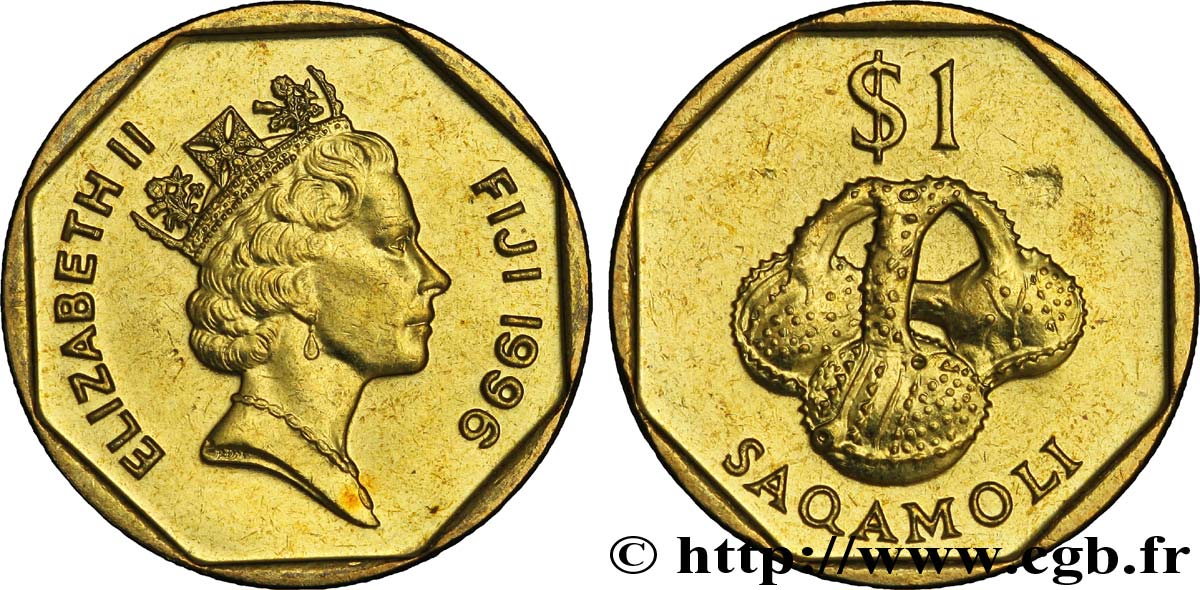 FIDJI 1 Dollar Elisabeth II / “saqamoli” récipient traditionnel 1996 Royal Mint, Llantrisant SPL 