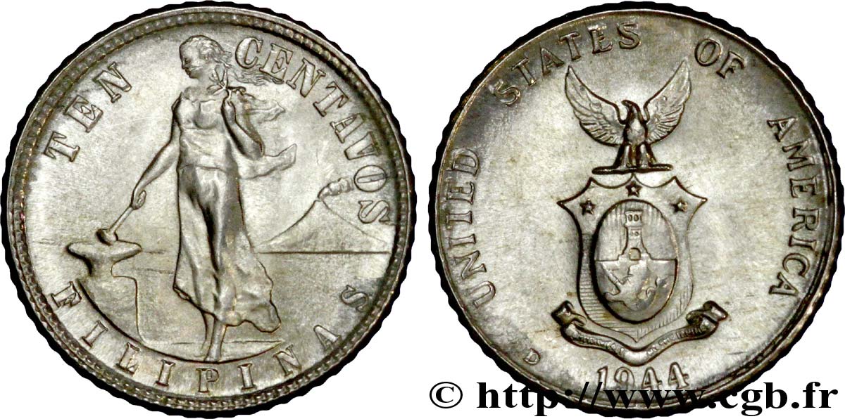 FILIPINAS 10 Centavos - Administration Américaine 1944 Denver - D EBC 