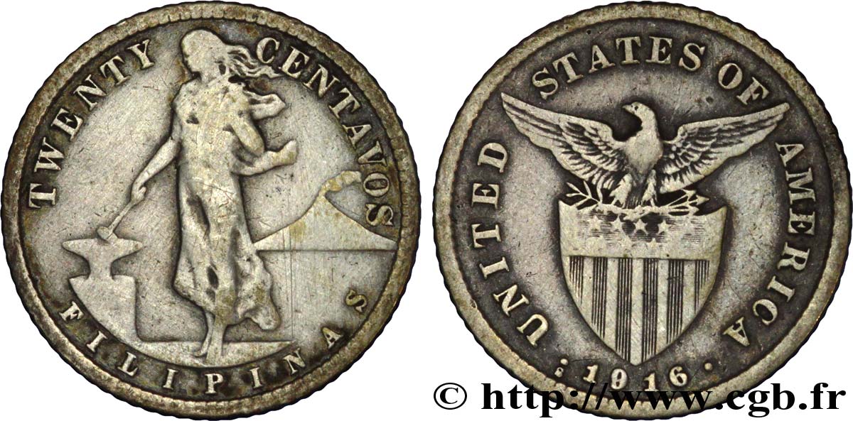 FILIPPINE 20 Centavos - Administration Américaine 1916 San Francisco - S MB 