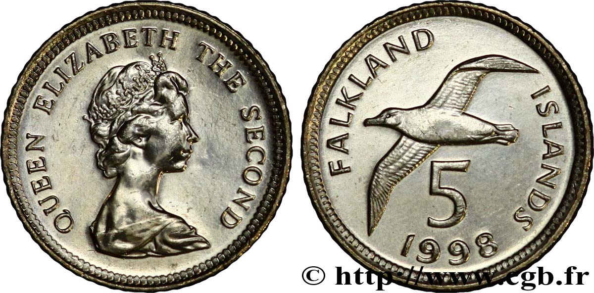 FALKLAND ISLANDS 5 Pence Elisabeth II / oie sauvage 1998  MS 
