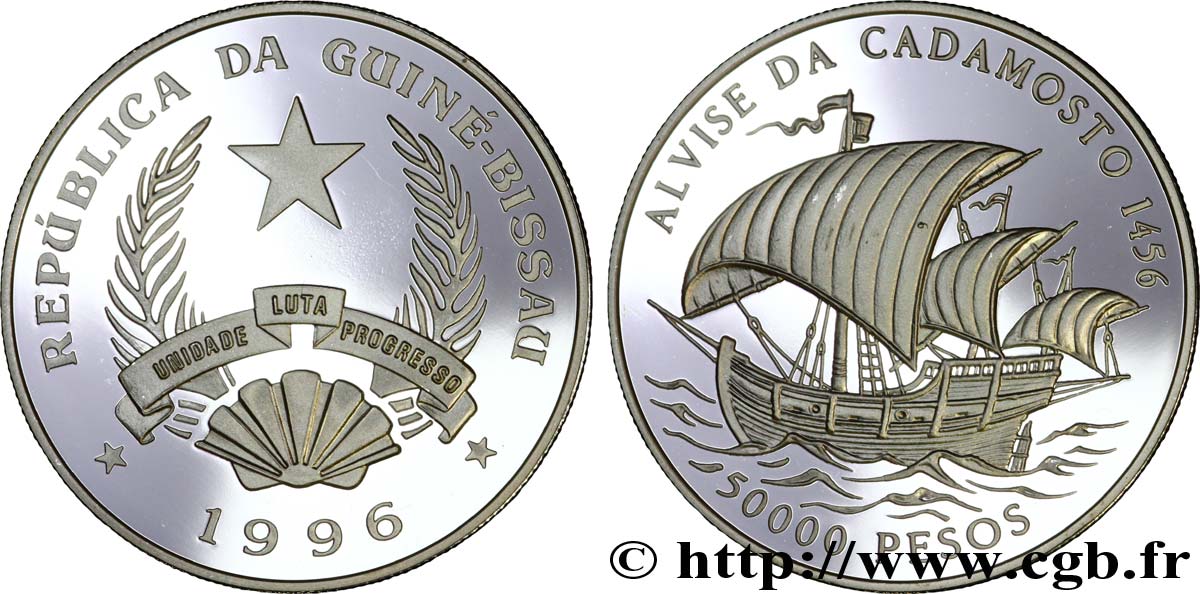 GUINEA-BISSAU 50000 Pesos Proof Alvise da Cadamosto : emblème / voilier 1996  ST 