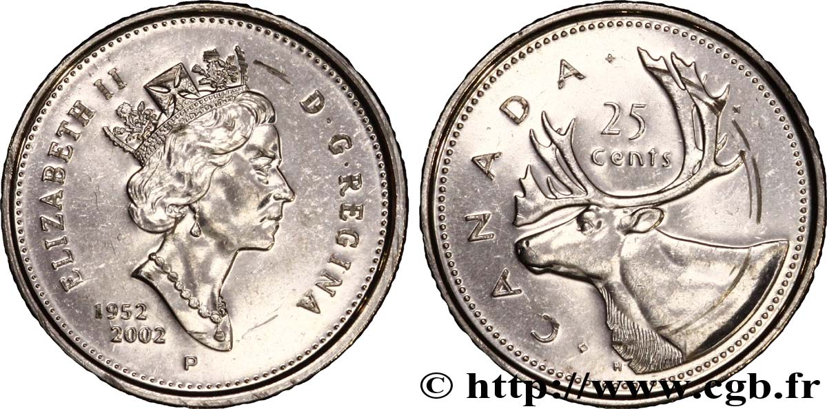 KANADA 25 Cents Elisabeth II / caribou 2002  VZ 