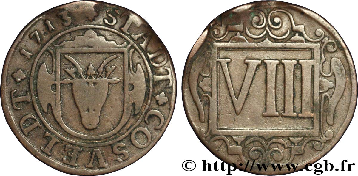 ALEMANIA - COESFELD VIII Pfennig emblème 1713  BC 