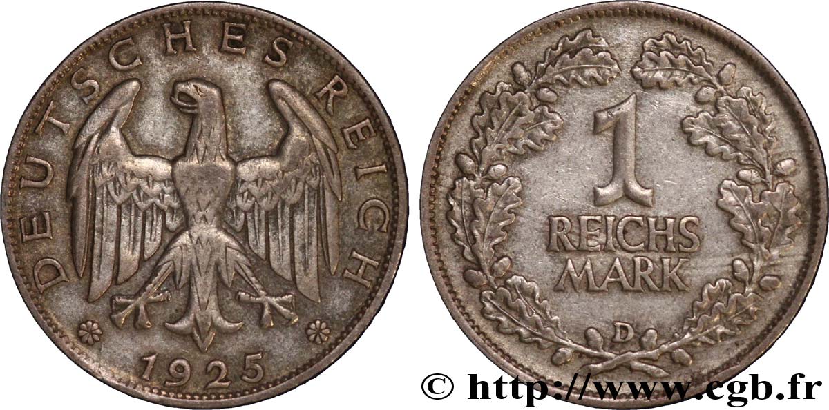 GERMANIA 1 Reichsmark aigle héraldique 1925 Munich - D BB 
