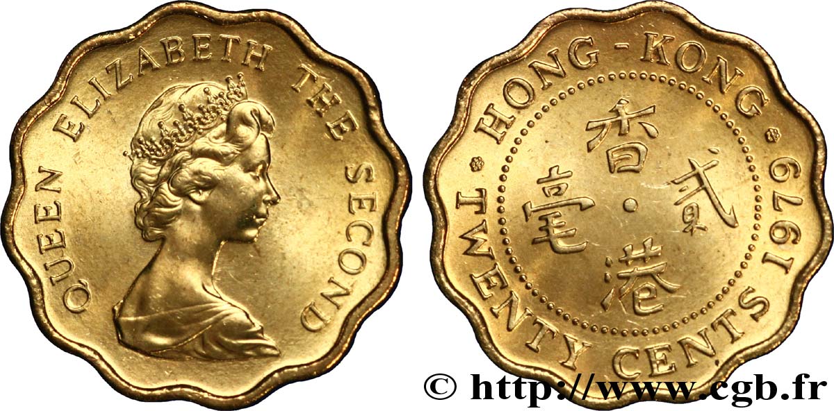 HONG-KONG 20 Cents Elisabeth II couronnée 1979  SC 