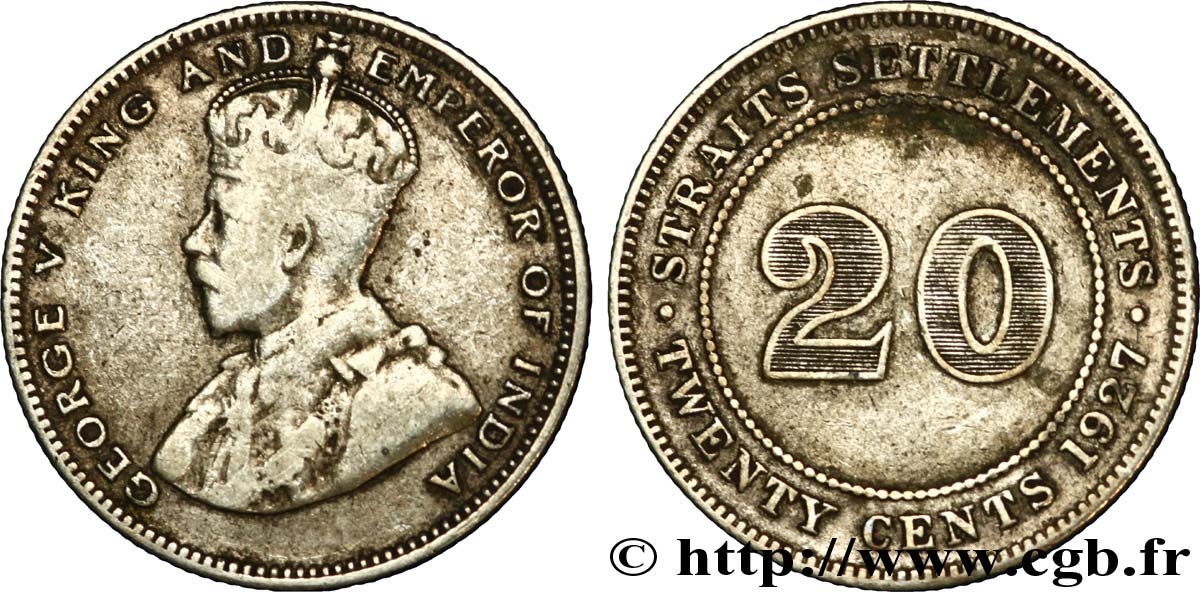 MALAYSIA - STRAITS SETTLEMENTS 20 Cents Straits Settlements Georges V 1927  S 