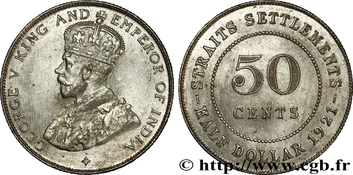 MALAYSIA - STRAITS SETTLEMENTS 50 Cents Straits Settlements Georges V 1921  SS 