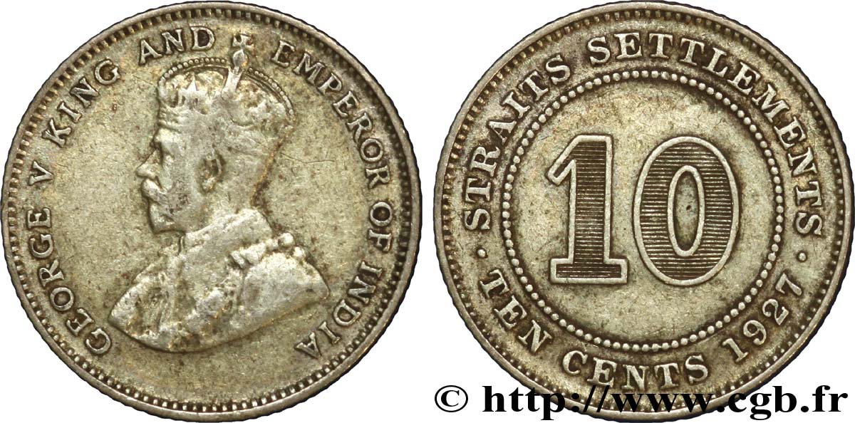MALAYSIA - STRAITS SETTLEMENTS 10 Cents Straits Settlements Georges V 1927  SS 